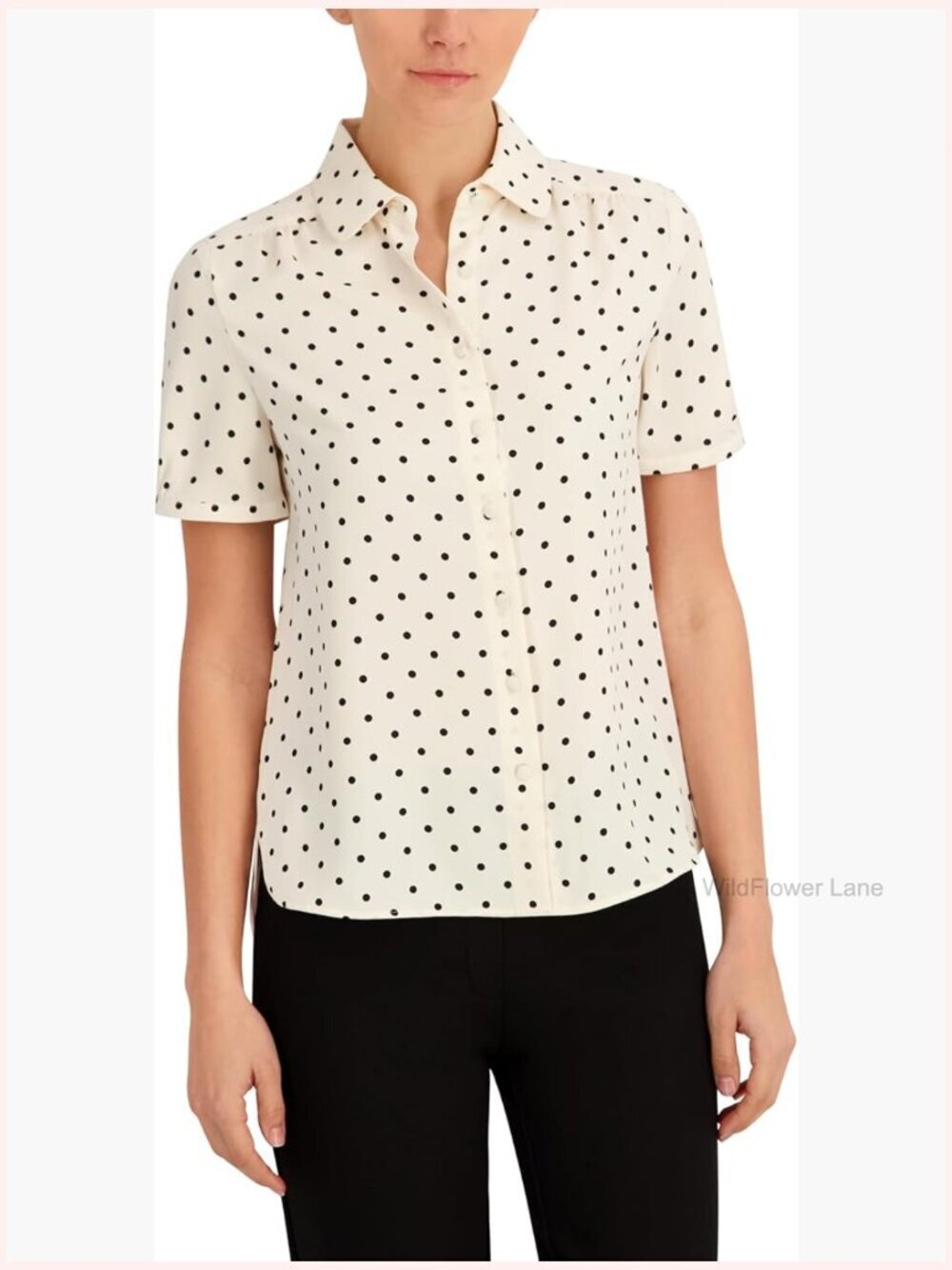 Peter Pan Collar Blouse, Short Sleeve Button Down Tops